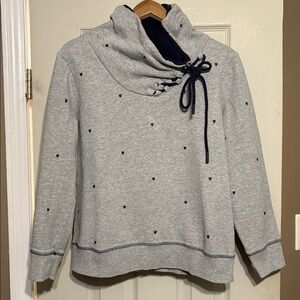 Only Women's Light Gray Cowl Neck Sweater with Dark Blue Details